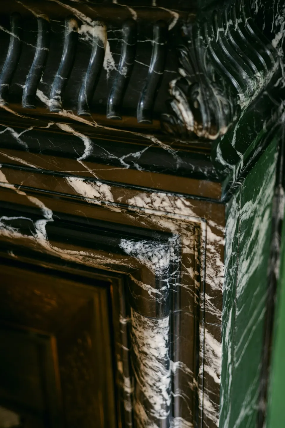 Green veined marble mantelpiece