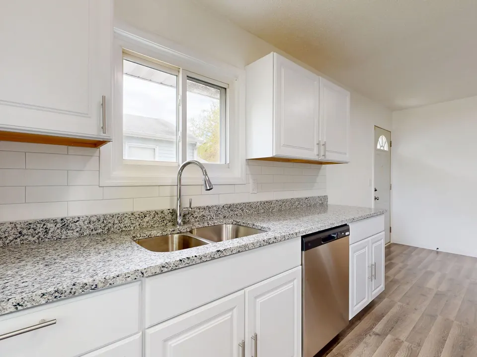 Modern kitchen with granite countertops